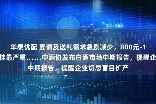 华泰优配 宴请及送礼需求急剧减少，800元-1500元价格带倒挂最严重……中酒协发布白酒市场中期报告，提醒企业切忌盲目扩产